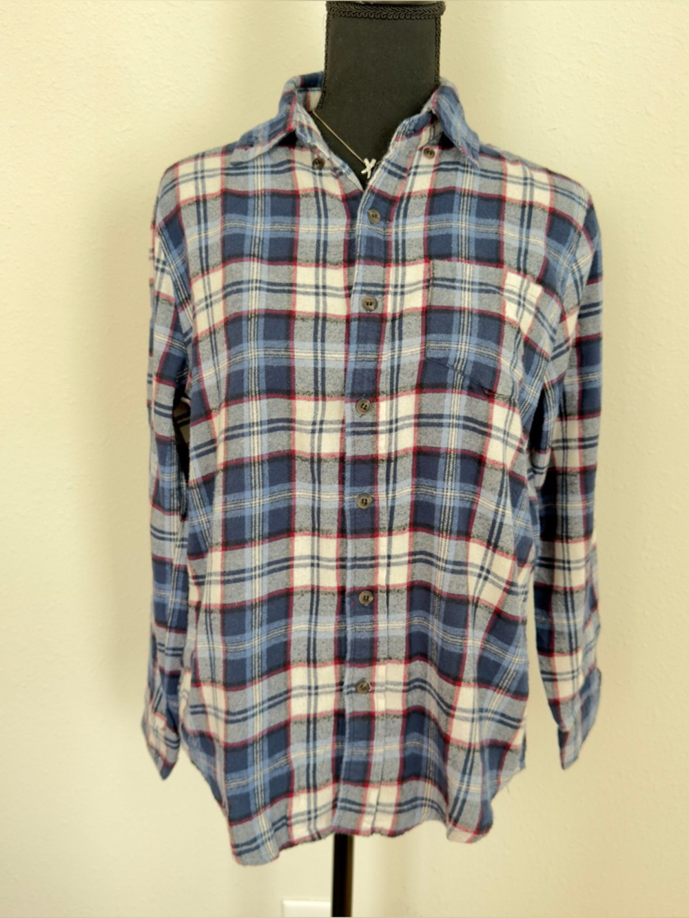 Brandy Melville Blue Plaid Button-Down Shirt